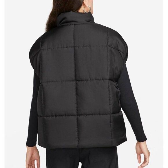 Nike Puffer Vest Medium Black Women Therma-FIT Windrunner New Oversized - Picture 5 of 5